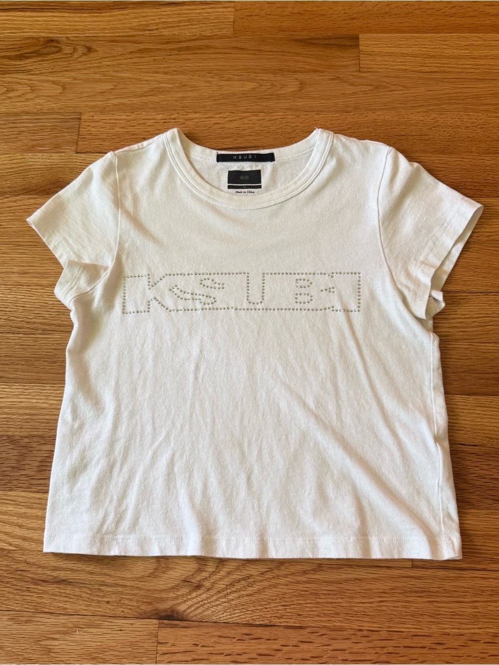 Ksubi White Rhinestone T Shirt in XS